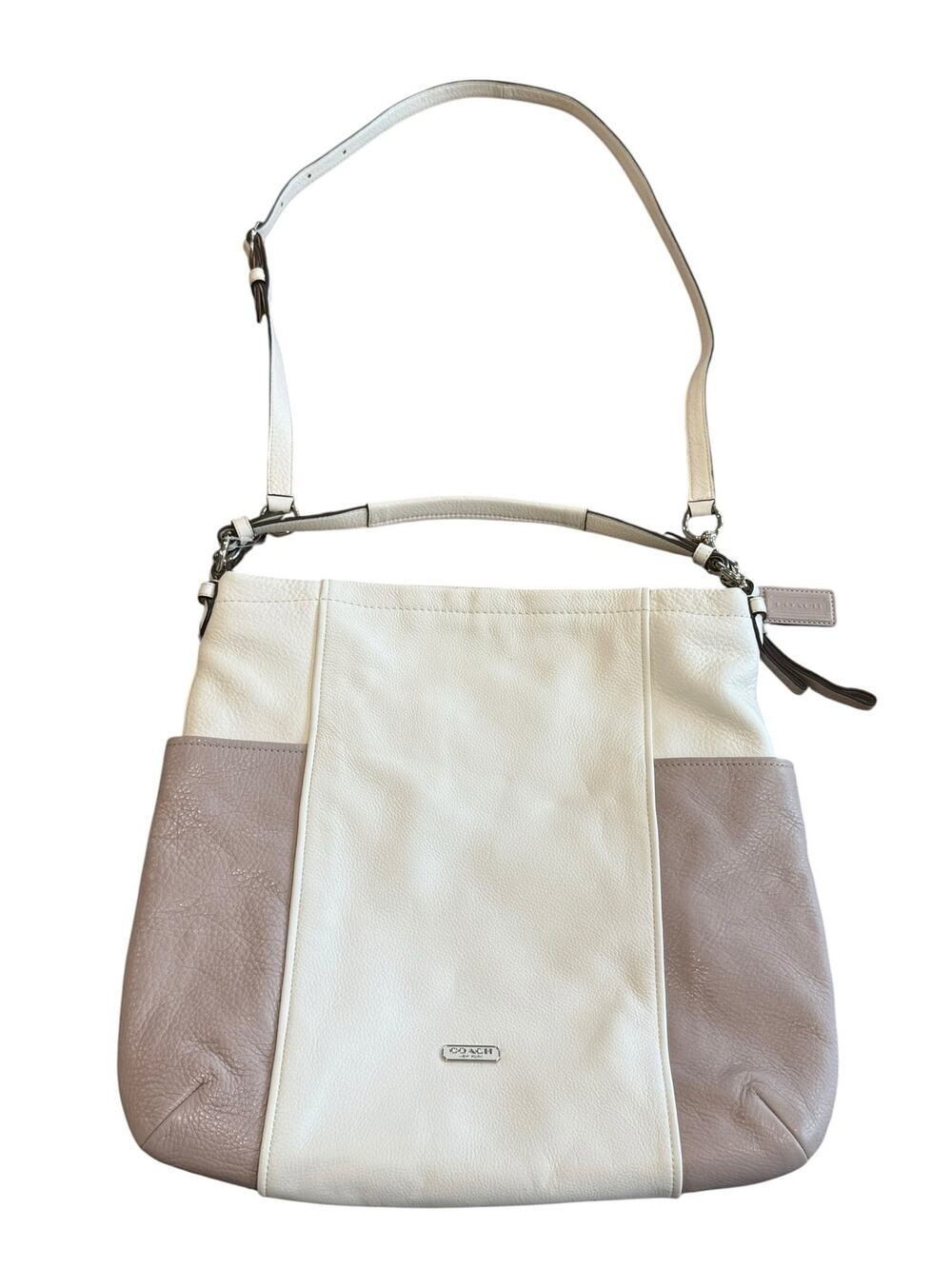 Coach Park Colorblock Leather Hobo Shoulder Bag Parchment Putty F31304 Silver